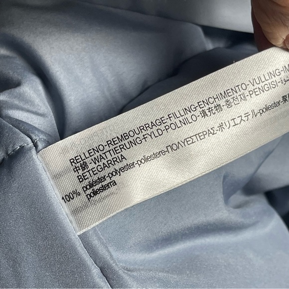 ZARA Padded Blazer Style Jacket with Belt Dusty Blue Quilted Puffer Coat Size XL - Picture 11 of 14